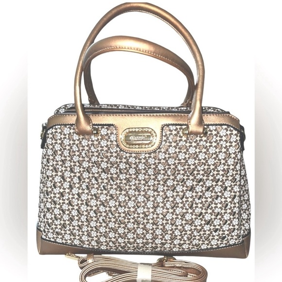 BRANGIO Italy Laser Cut Large Leather Satchel/X-body Bag - EUC - Picture 8 of 8